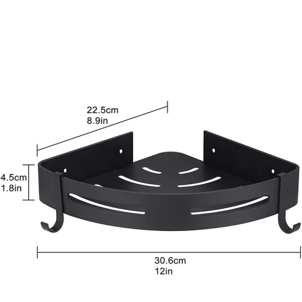 2 kpl Musta Kulmasuihkuhylly Porattava Alumiininen Kylpyhuoneen Säilytysteline