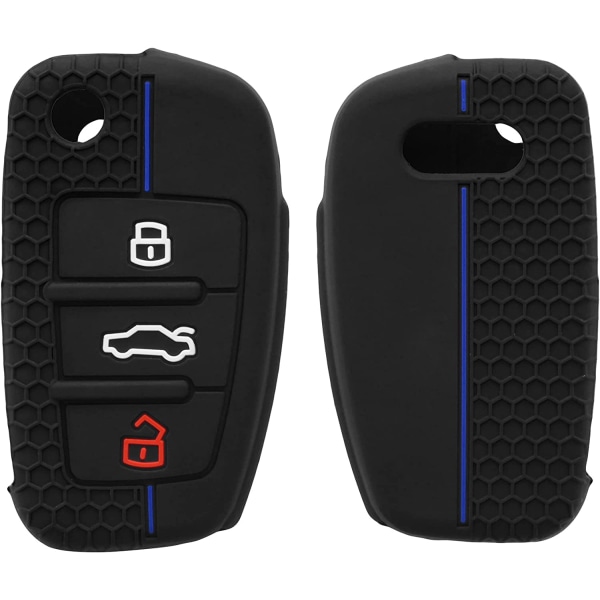 Svart-blå case Kompatibel med Audi 3-Key Key - Soft Si