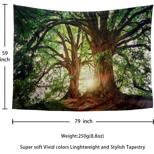 Forest Tapestry Nature Tree Tapestries, Ekstra Stor Overdimensjonert Ta