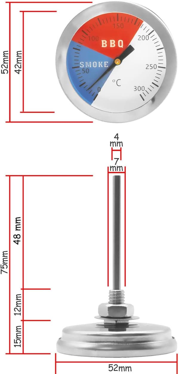 1 stk Analogt Kogetermometer til Grill, Ryger, Gryde, Pander