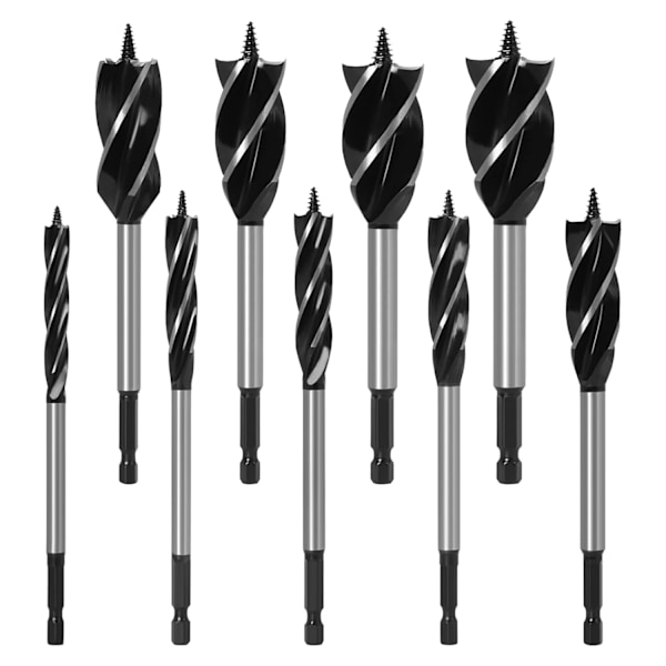 Pieces Profesjonelle Treborr Bits Profesjonelle Auger Borr Bits Twist Borr Bits Sett for Trearbeid (10mm, 12mm, 14mm, 16mm, 20mm, 22mm, 25mm, 32mm, 35mm)