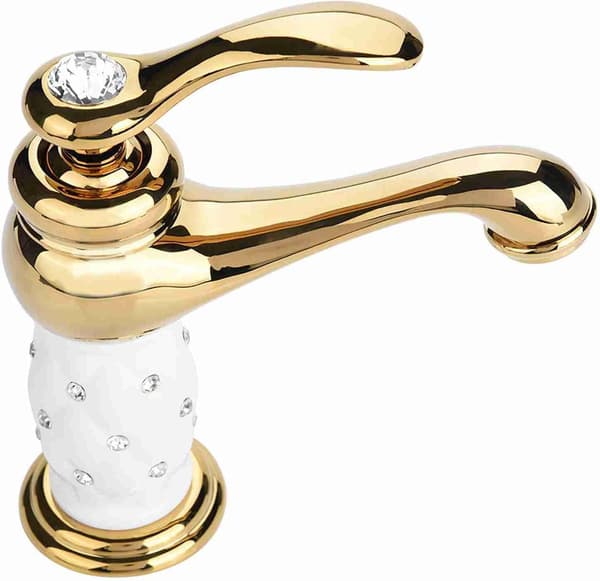 Bassenblander med andre tilbehør Solid messing baderomsvaskkran Moderne design Kromlakkert kobber baderomskraner (gull)