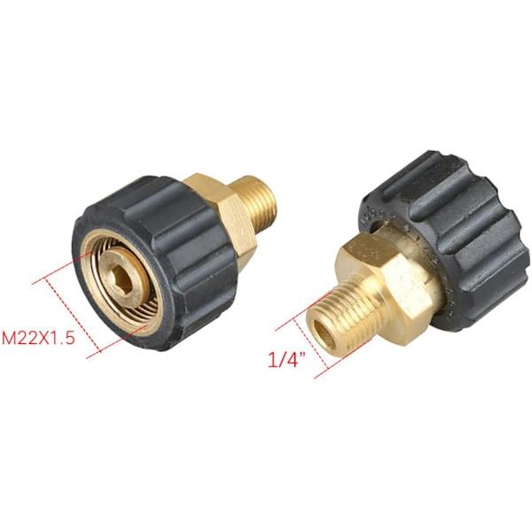 T&F Painepesurin sovitin M22 - M22 / 3/8\" / 1/4\" pikaliitäntä suihkupistoolille