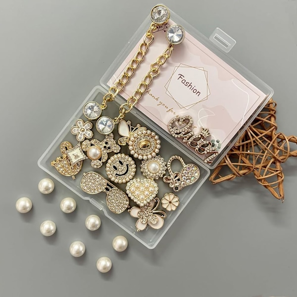 Bling Skosmykker for Kvinner, Glitrende Rhinestones Sko Dekorasjonssmykker, Jentete Skokjeder for Tresko Sandaler, DIY Skotilbehør for Festgaver