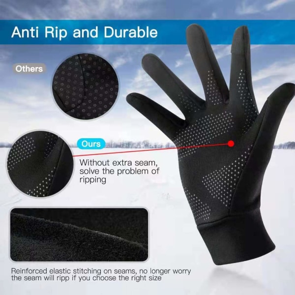 (M) Opvarmede forede handsker, under handsker, Touch Screen cykelhandske