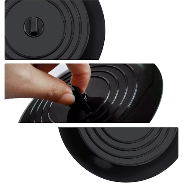 Set med 2 silikonproppar för badkar (svart) diameter 15 cm för kök