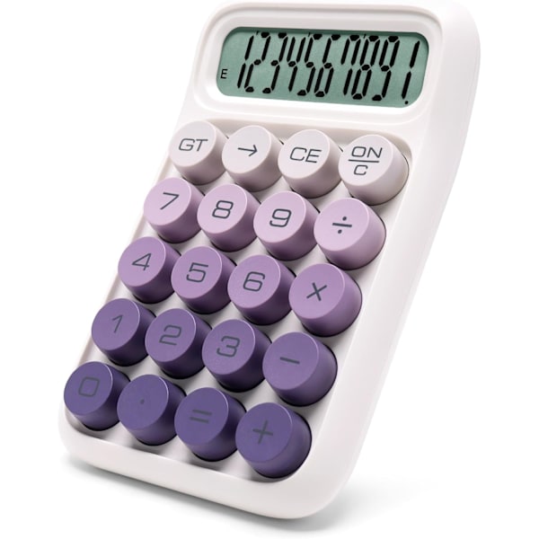 Mekanisk Lommeregner, 10 Cifre, Stort LCD-Display, Lilla Lommeregner Store Knapper, Sød Lommeregner, Lommeregnere Bordlommeregner, Æstetisk Lommeregner