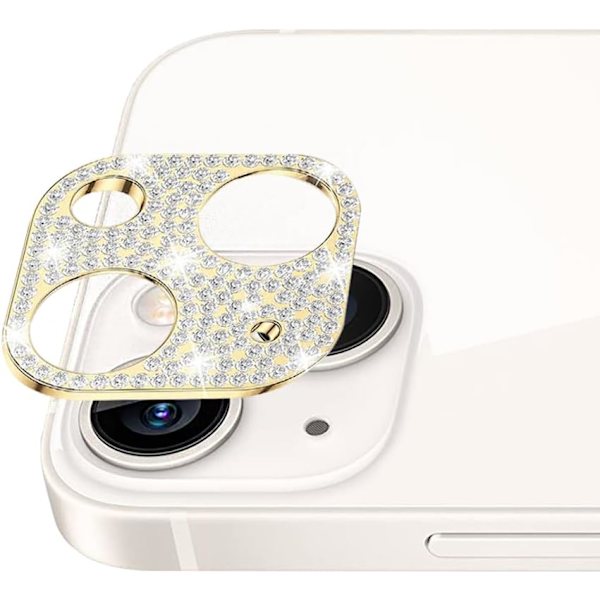 2 kpl iPhone 15 Timantti Linssikalvoa - Kulta, Yhteensopiva iPhone 15/iPh