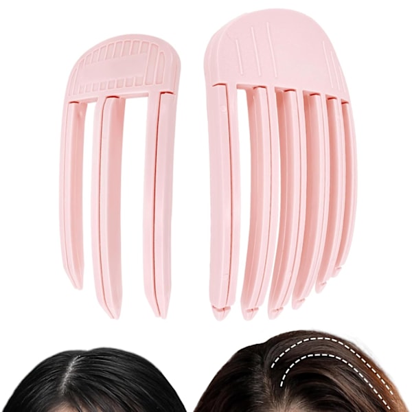 (Rosa - 2-pack) Vindformad Stylingkam, Hårförstorande Verktyg för att Skapa Fluffiga Lugg, Enkel Luggfluffande Klämma för Unisex, Spårlöst Hårrötterlyft