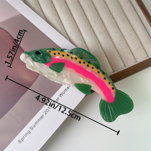 Lax Hårklämma Acetat Hårklämma Fisk Hårklämma Unik Mode Acetat Hårspänne Halkfri Starkt Grepp Käkklämma Havsdjur Fas
