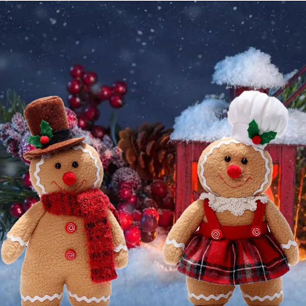 2 Pakkaa Joulupukki Tonttu Plushie Piparkakku Tonttuja - Herra ja Rouva Chri