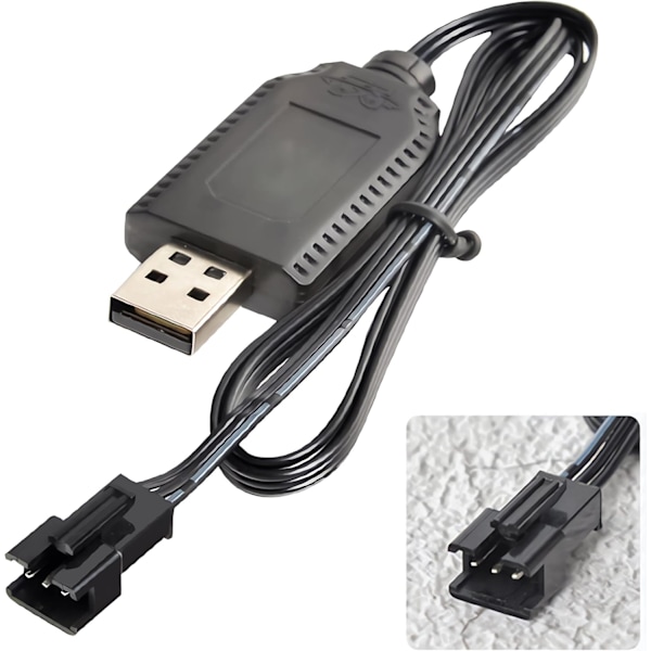 USB Laddningskabel RC Universal med SM-3P-kontakt för 2S 7.4V LiPo-batteri, Kompatibel med RC-bil RC-båt RC-drönare RC-flygplan och andra fjärrstyrda