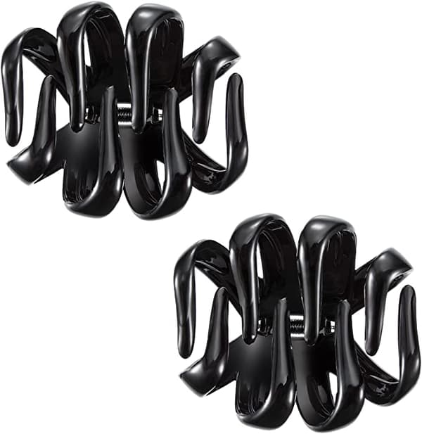 4 Store Blæksprutte Klips (Sort, 8cm) Skridsikker Edderkop Hårnåle Octo