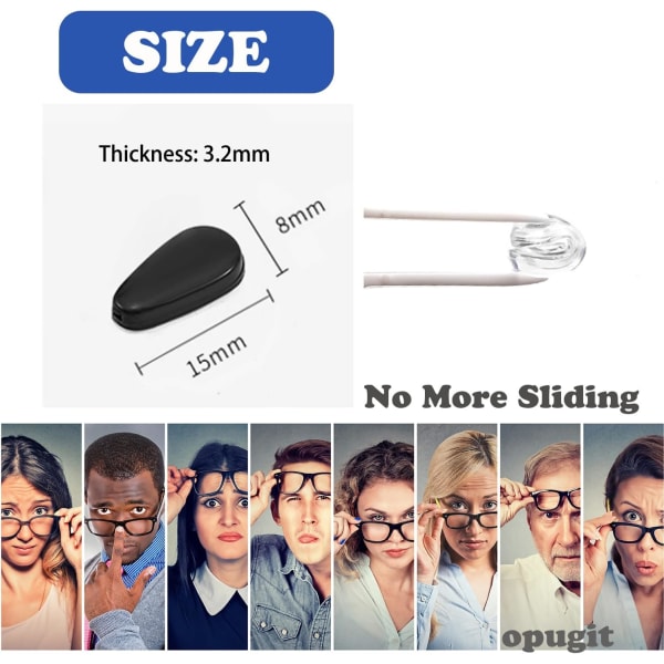 Brille Næsepuder, Klæbende Anti Slip Briller Næsegreb med