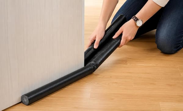 90CM Koldisolerende Dørtrækstopper - Dobbeltisolerende Dørbundsstopper (Sort)