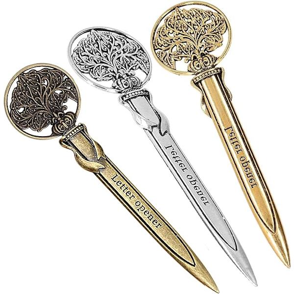 Guld+Sølv+Bronze Papirklipper Brevåbner, 3 stk Metal Brev