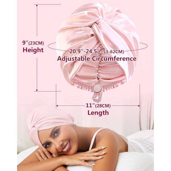 Justerbar Hårhätta i Silkesatin för Sömn, Dubbellagers Hårinpackning Sovmössa Turban för Kvinnor Män, Lockigt Rakt Långt Stort Fläta Unisex (Royal P