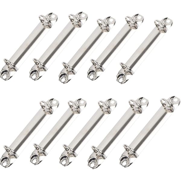 10 pakker 2-hulls ringperm mekanisme erstatningssett, 2 O-ringer metallklips ringperm mekanisme løse bladbindingsringer for organiseringspermer
