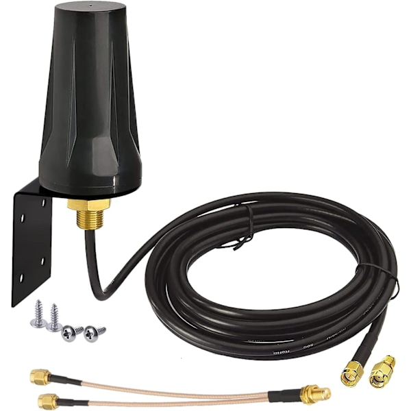 4G LTE Udendørs Antenne SMA Han 5dBi Vandafvisende Fast Montering med SMA-F til Dobbelt SMA-M Splitter Kabel Kompatibel med GSM 3G 4G LTE Cellular Router Gate