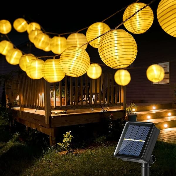 (Varmt hvitt) Utendørs solcellelamper, 6,5M 30 LED Vanntette Lanterner