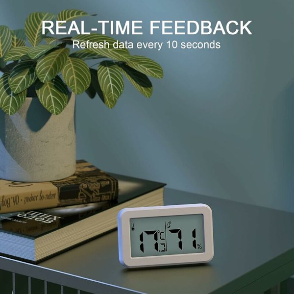 Indendørs Mini Digital Hygrometer Termometer og Luftfugtighedsmåler (Hvid)