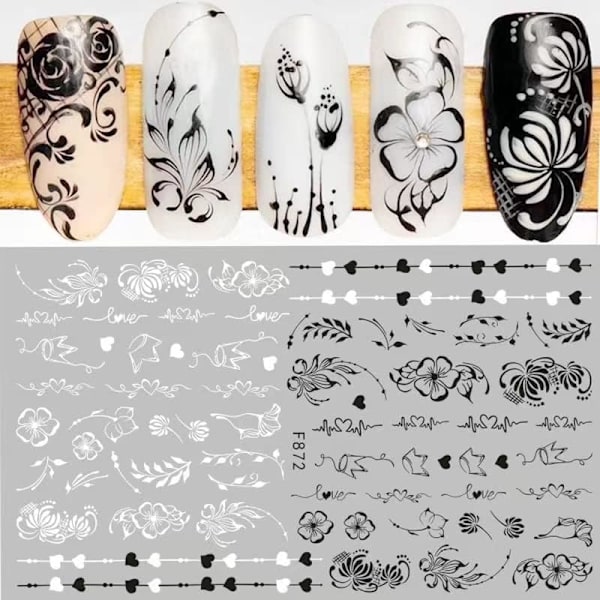 Blommor Nagelstickers Nagelkonst 10 Ark Självhäftande Nagelstick