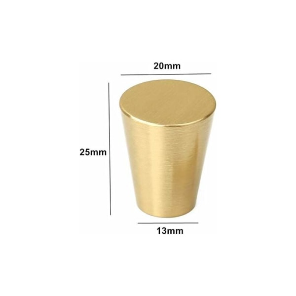 Set med 10 Borstade Mässings Möbelhandtag (Koniska), Guld Låda