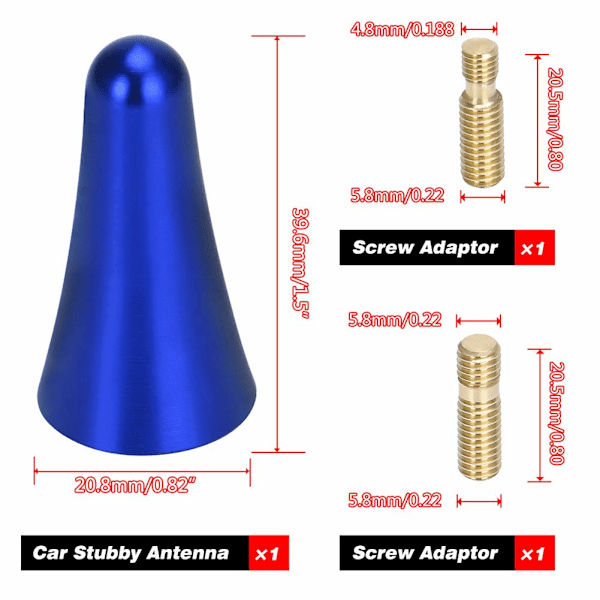 Kort bilantenne med forsterker, aluminiums takantenne forbedret signalantenne stang FM DAB takantenne, universell kjøretøyantenne 4 cm mini kort stang