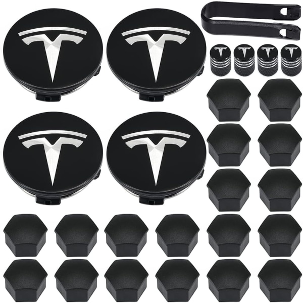 4 st Aero Wheel Cap Kit för Tesla Wheel Hub Center Mutter Caps för