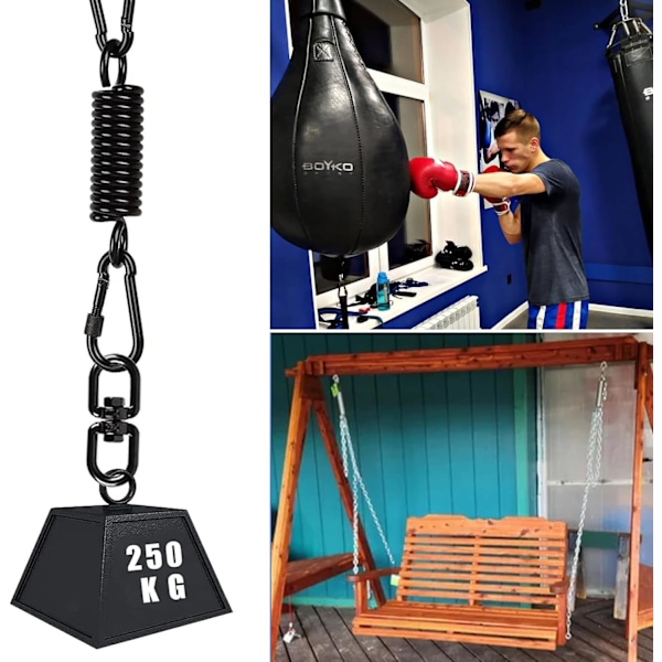 Svingfjær for Hengekøye, Hengekøye med 2 Karabiner og 360° Svingbare Kroker, Karabiner, Bæreevne opptil 250 kg, Hengefjær for Hengekøye