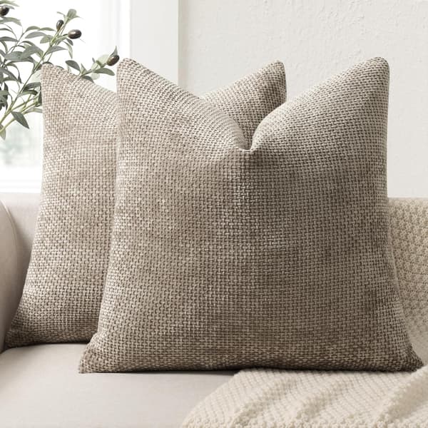 Sæt med to chenille pudebetræk til sofaer, 45x45 cm, bløde og behagelige, velegnede til sofaer, senge og stuer