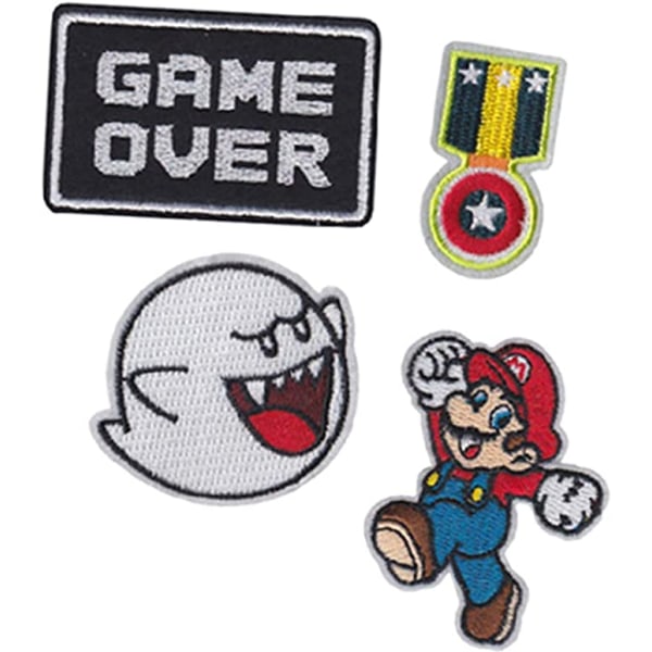 17-pack Cartoon Mario Broderade Tyglapp för Kläder, Jacka
