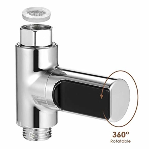LED Digital Duschtermometer Självgenererande Realtids Vattenflöde