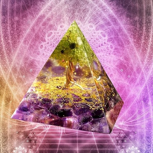 6 cm krystallpryd, ametystpyramide edelsten, livets tre Pyr