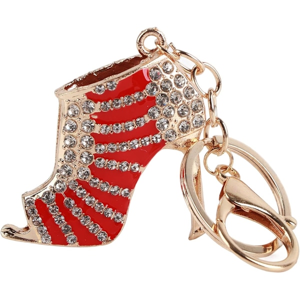 Keychain Rhinestone Crystal High Heel Shoe Lady Gift Stiletto Enamel Gold Pendent Key Purse Bag Keyring Chain