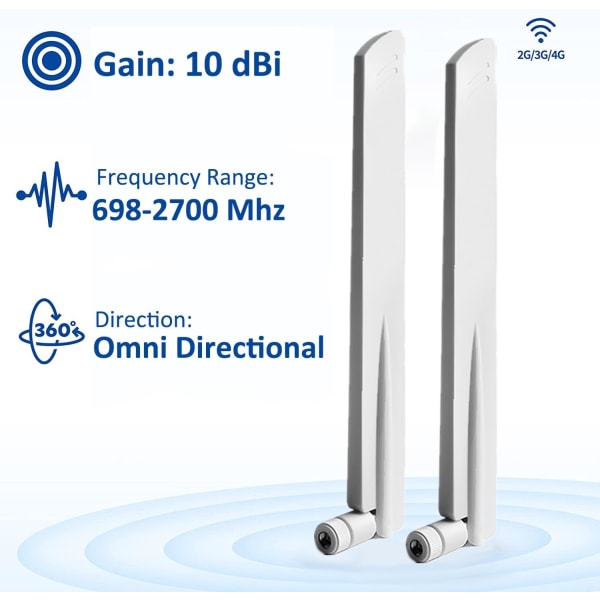 2 kpl Ulkoilma 4G LTE Antenni SMA Uros 10dBi KaikkiSuuntainen SMA A