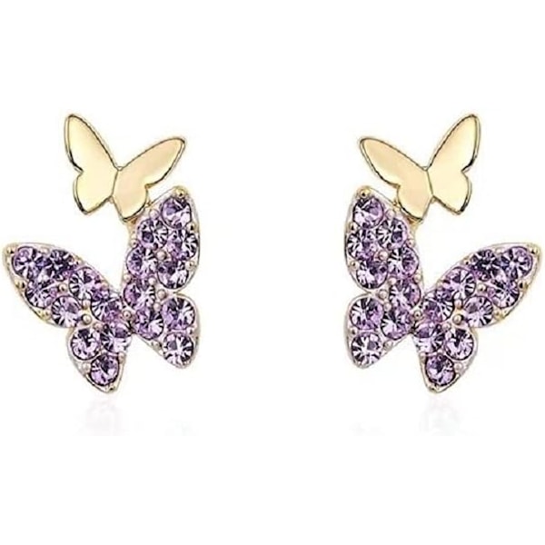 Tiny Diamond Butterfly Stud Earrings Hypoallergenic Korean style Fashion Small Simple Playful Girly Style Small Butterfl