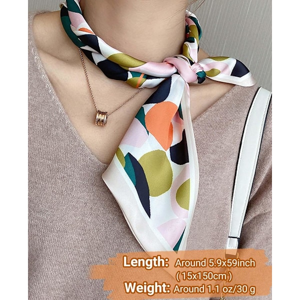 Hårscarf för Kvinnor Mode Silkeslen Satin Huvudduk Omlott Andningsbar Lättviktig Halsduk För Handväska Accessoarer