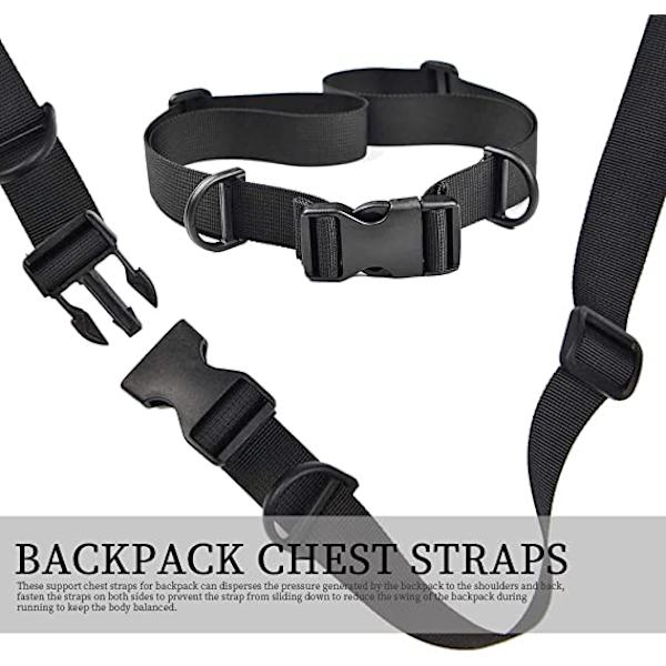2-pack ryggsäcksbröstrem (svart) justerbar ryggsäcksrem