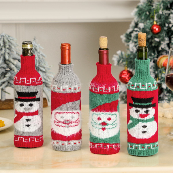 4 Ullvinflaskeposer for julepynt Vinhyller for