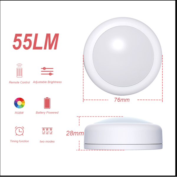 6-pack LED-spotlight med 2 fjärrkontroller, flera färger, vit