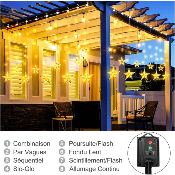 Solar String Lights, 12 Star String Lights LED-verhovalot