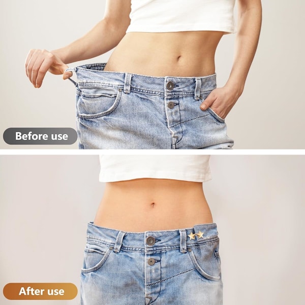 10 Set Byxmidja Åtdragare Stjärnknappar Nålar för Lösa Jeans Återanvändbar Midjeklämma Metall Stjärnbrosch för Kläder Klänningar Kjolar Ingen Sömnad Deco