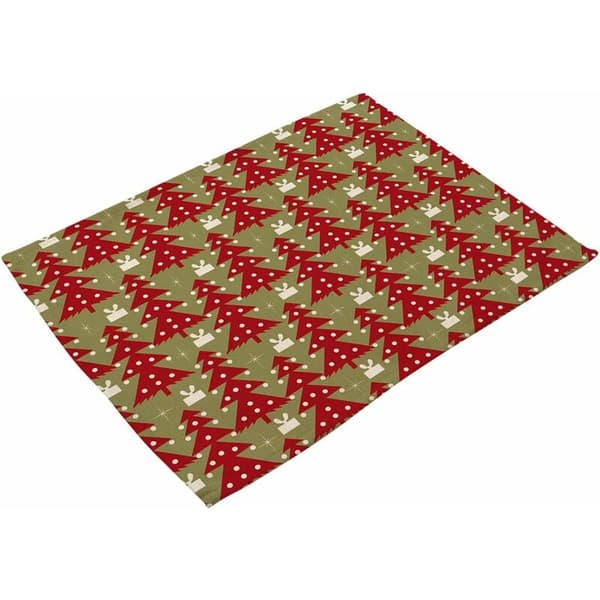 Sett med 6 moderne design underlag i bomull og lin, 42 x 32 cm (