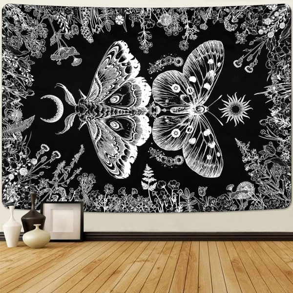 Aesthetic Butterfly Tapestry Plants Flowers Tapestries Boho Moth