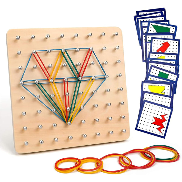 Træ Geoboard Sæt Montessori Geometry Board Trælegetøj til børn