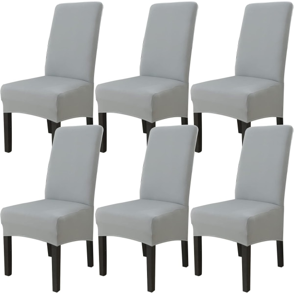 Set of 6 Dining Chair Covers (Light Grey), Stretch Chair Covers U