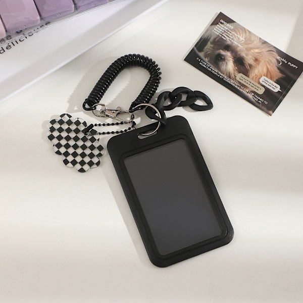 Klar Akryl Kpop Fotokortholder Sort Kredit ID Kort Beskyttelsesetui Fotodisplay Holder Taske Vedhæng Nøglering