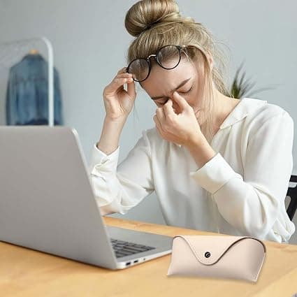 Todelt brilleetui i ekte skinn, egnet for gutter, jenter og barn