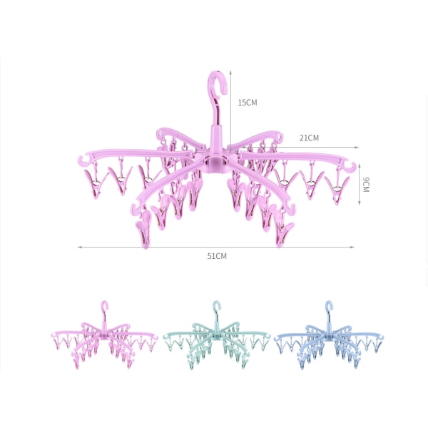 Indendørs udendørs tøj tørrestativ, 24 klips Foldbar hængende Clo